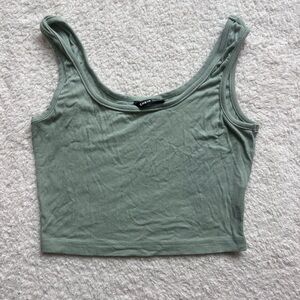 SHEIN Sage Green Ribbed Crop Top